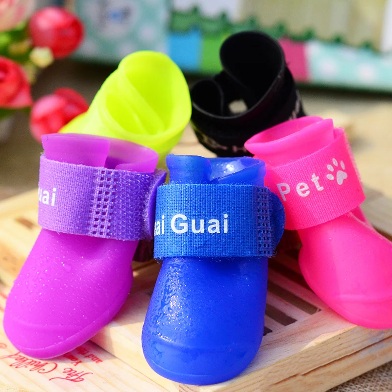 Новинка 4 шт./компл. резиновые сапоги для домашних животных ярких цветов