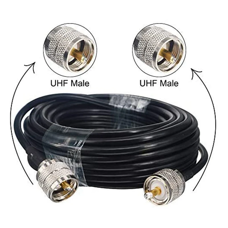 15M UHF Coaxial Cable RG58 Coax PL259 50 Ohms CB Radio Antenna Male to Low Loss | Компьютеры и офис