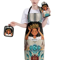 polynesia black girls art design baking accessories heat insulation gloves padded table mats and clean apron oven anti hot mitts