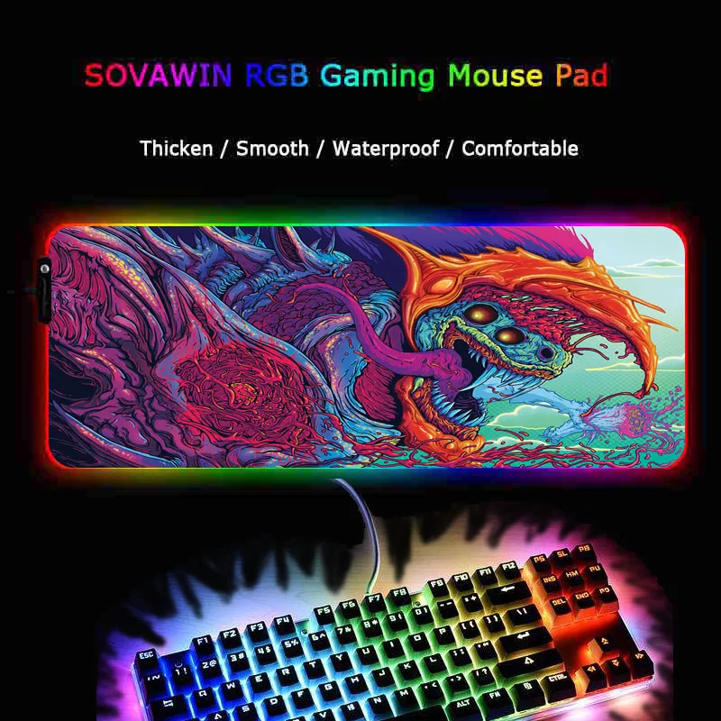 

Large Gaming RGB Mousepad XL Gamer Mat Mouse Pad for Cs Go Hyper Beast PC Computer Led Backlight XXL Keyboard Desk Mat