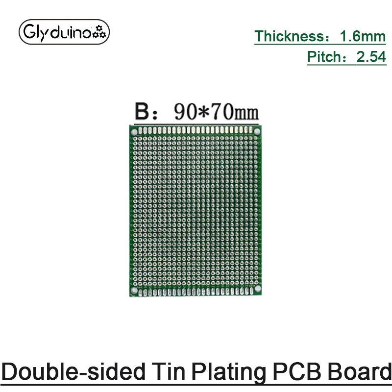 

Двухсторонняя Оловянная печатная плата Glyduino 9*7 см с распылителем, толщина 1,6 мм шаг 2,54, отверстие 90*70 мм, Стекловолоконный эксперимент высоко...