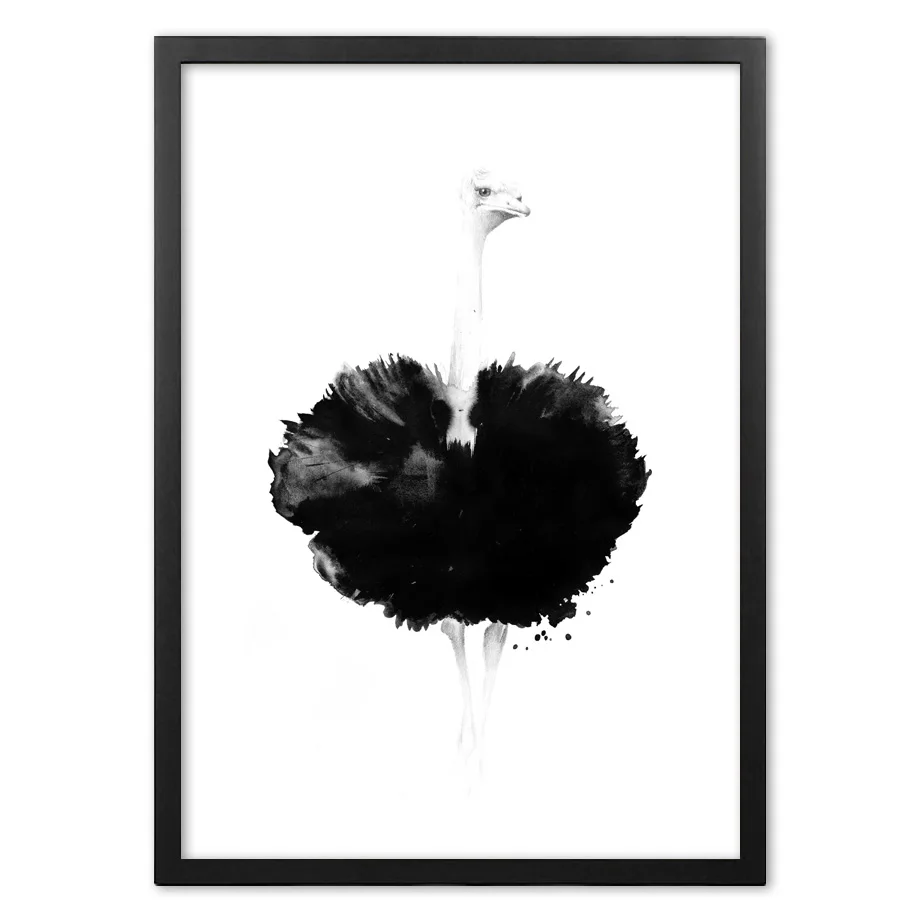

Nordic Abstract Illustration Ink Ostrich Wall Art Paper Painting Landscape Wall Pictures For Living Room Decor