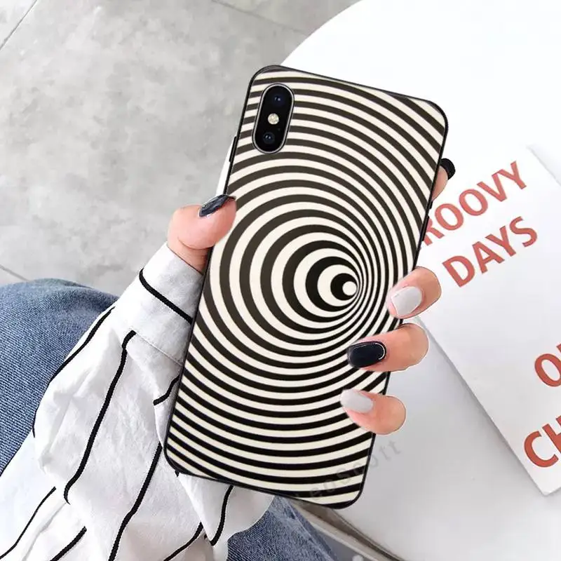 

art black white Psychedelic trippy Phone Case for iPhone 11 12 pro XS MAX 8 7 6 6S Plus X 2020 XR Mini