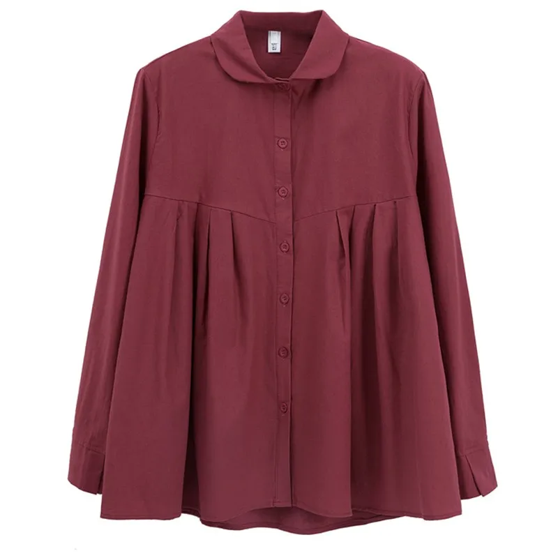 

Plus Size Women Cotton Linen Long Sleeve Shirt New 2020 Autumn Korean Style Solid Color Female Loose Casual Tops Shirts P1459