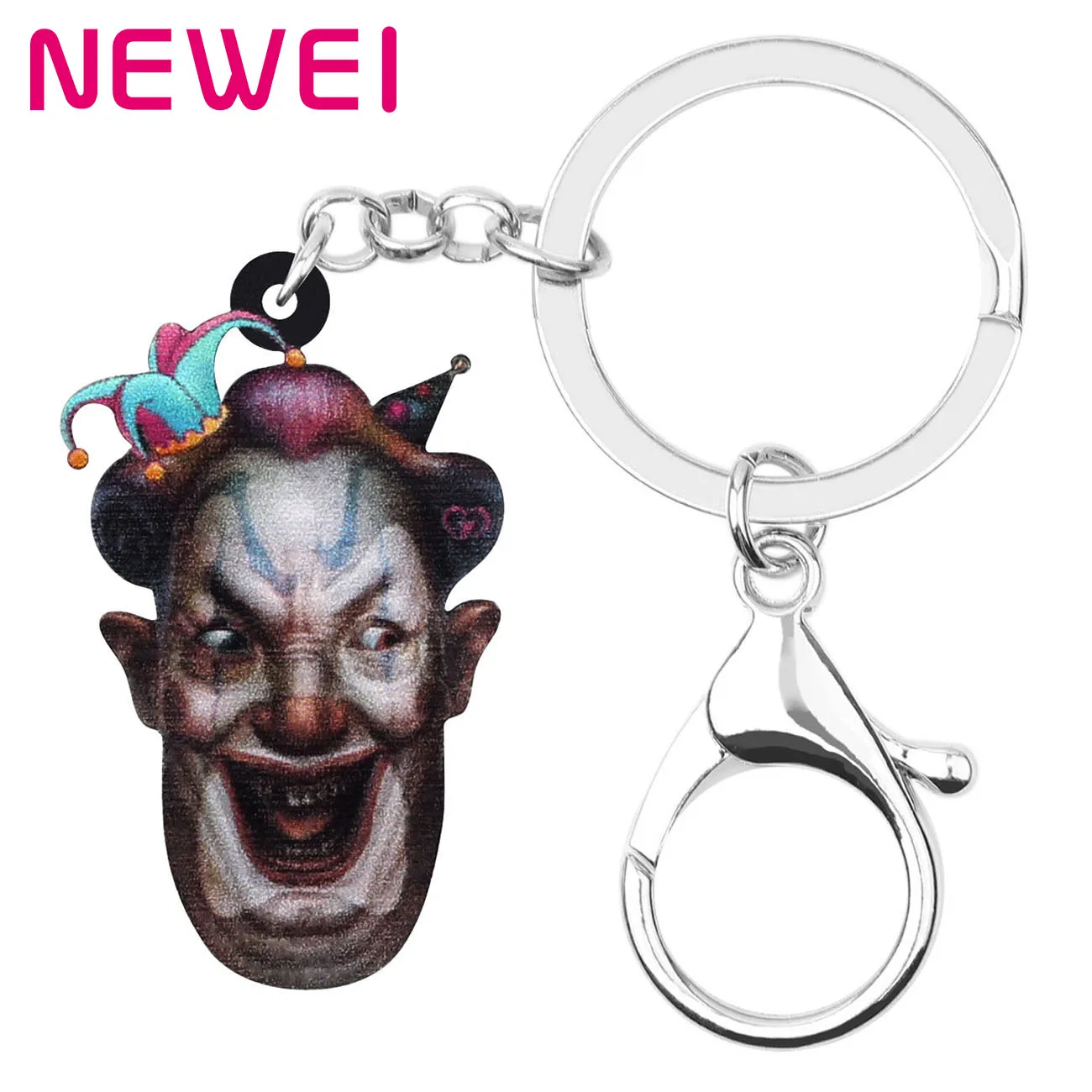 Newei акриловый брелок для Хэллоуина смайлик клоун злая Длинная цепочка ключей