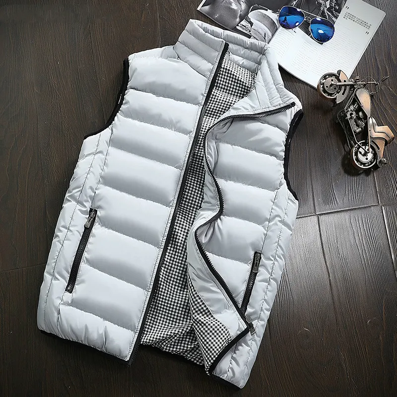 

Casual Vest Men 5XL 6XL Cotton Padded Slim Sleeveless Winter Jacket Men Warm Parka Coat Male Waistcoat Men QCC-0601