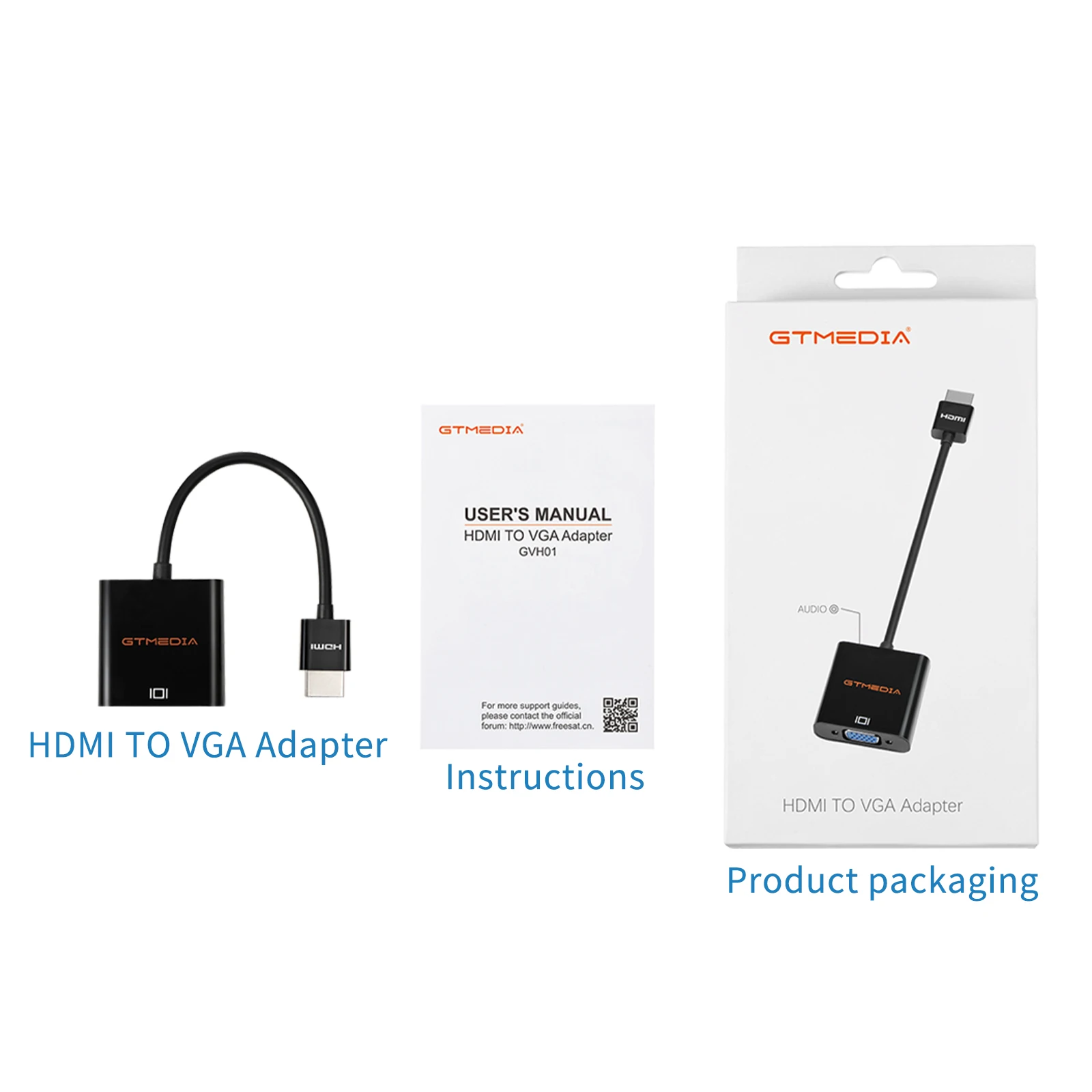 Кабель HDMI GTMEDIA совместимый адаптер преобразователь цифрового видео в VGA с аудио