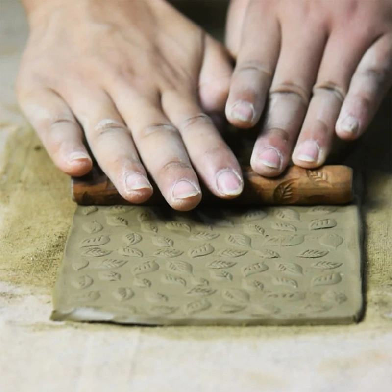 

Wood Clay Texture Rolling Pin Emboss Pattern polymer clay roller Ceramic Pottery Tools