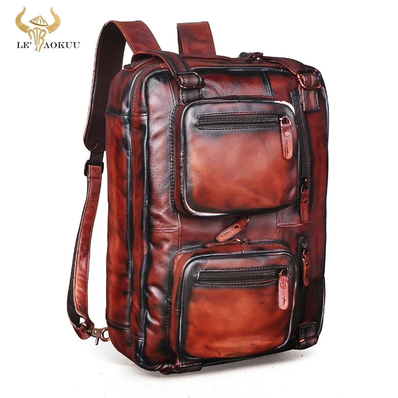 Thick Original Leather Fashion Business Briefcase Bag Male Design Travel Laptop Backpack Document Case Tote Portfolio Bag 9912