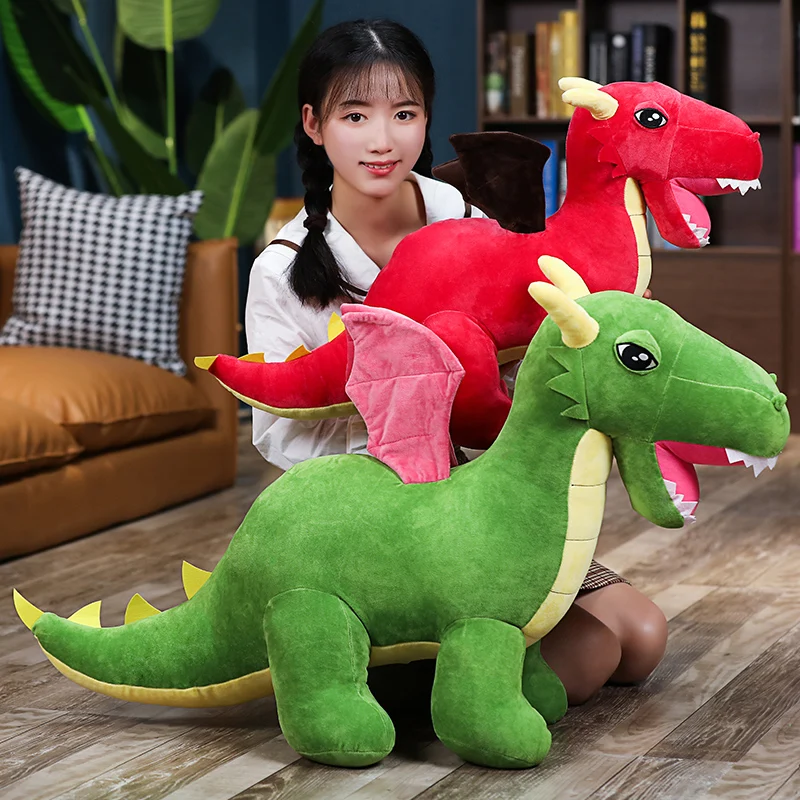 

NEW HOT SALE 60/80/100cm Animal Stuffed Dinosaur Plush Toy Fire Dragon Doll For Kids Boy Birthday Xmas Gifts