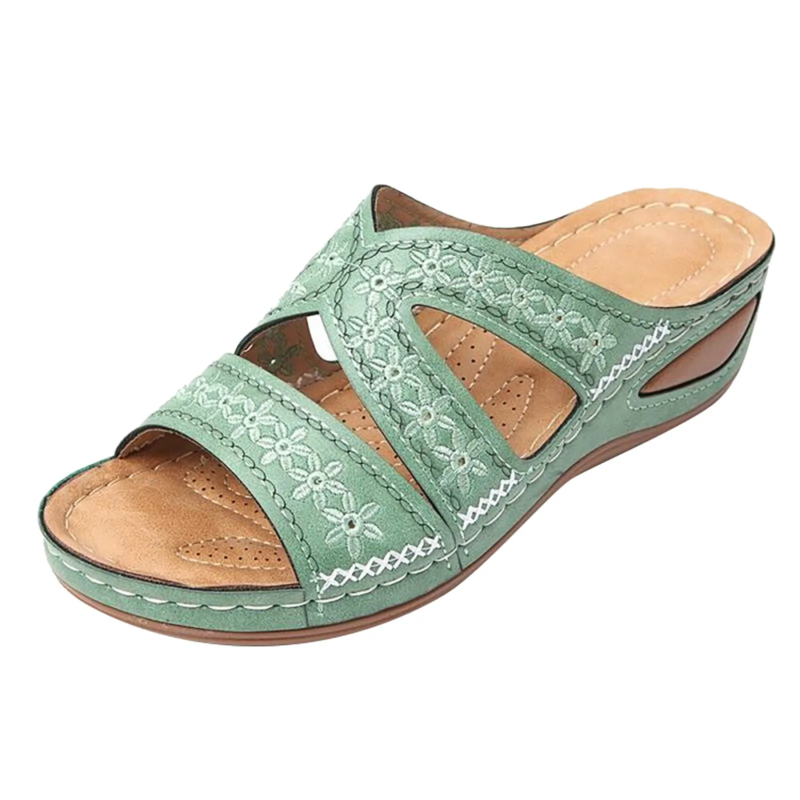 

Wedge Heel Flip Flops Multi-color Embroidered Sandals Woman Shoes Non-slip Breathable High Heels Sandals Women Zapatos De Mujer