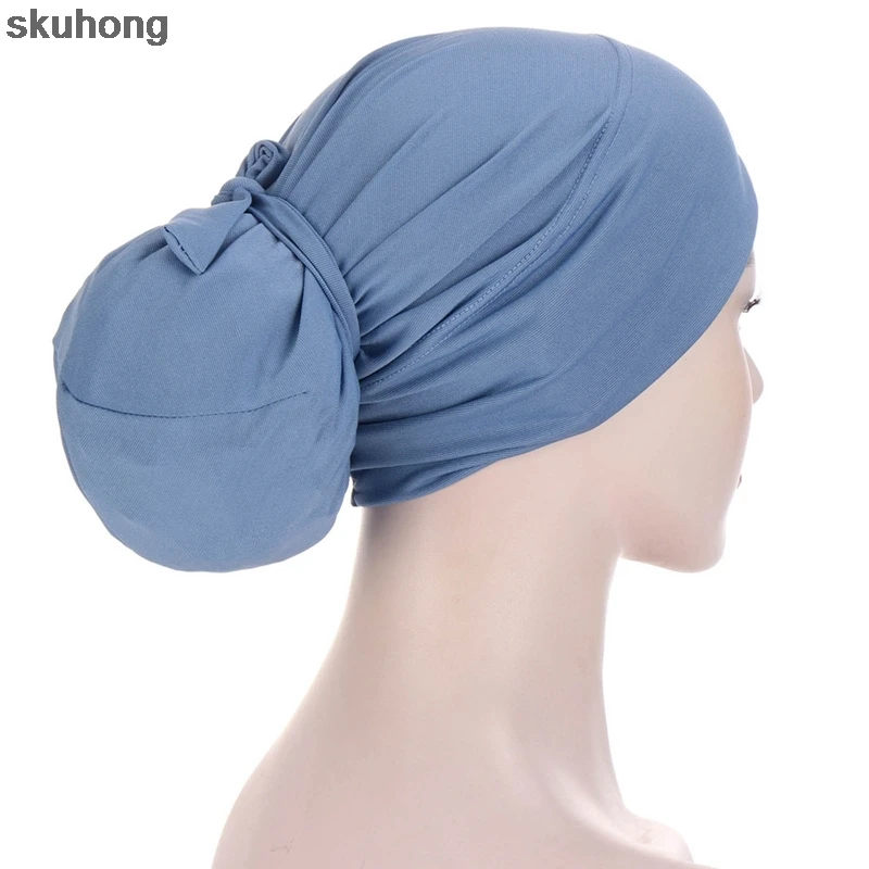

Women Turban Head Wrap Hat Headwear Headscarf Bonnet Inner Hijabs Cap Muslim Hijab Chemo Hats Turbantes Stretch Baggy Caps