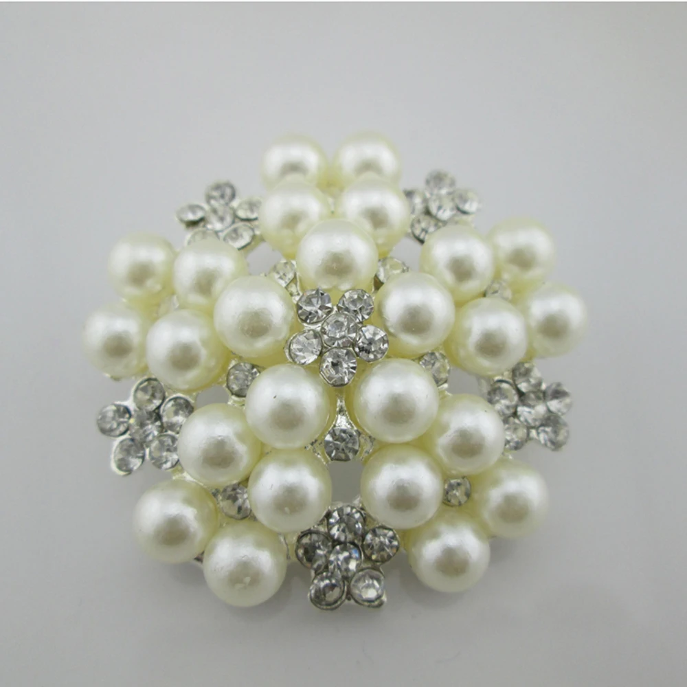 (BT270 40 мм) 5 шт. большой алмаз цветы цвета слоновой кости пуговицы с жемчугом и