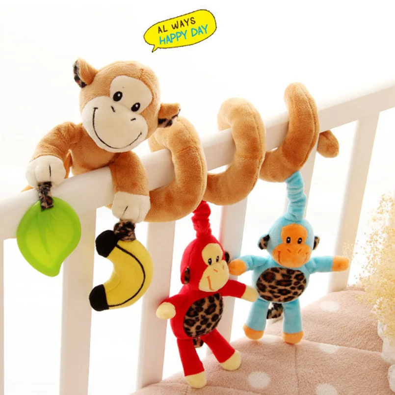 Monkey Игрушки для малышей от 0 до 12 месяцев, игрушки для малышей в виде животных, спиральная игрушка для детской кроватки, подвесные игрушки для детской коляски, образовательный прорезыватель, погремушка для новорожденных - Цвет: Monkey