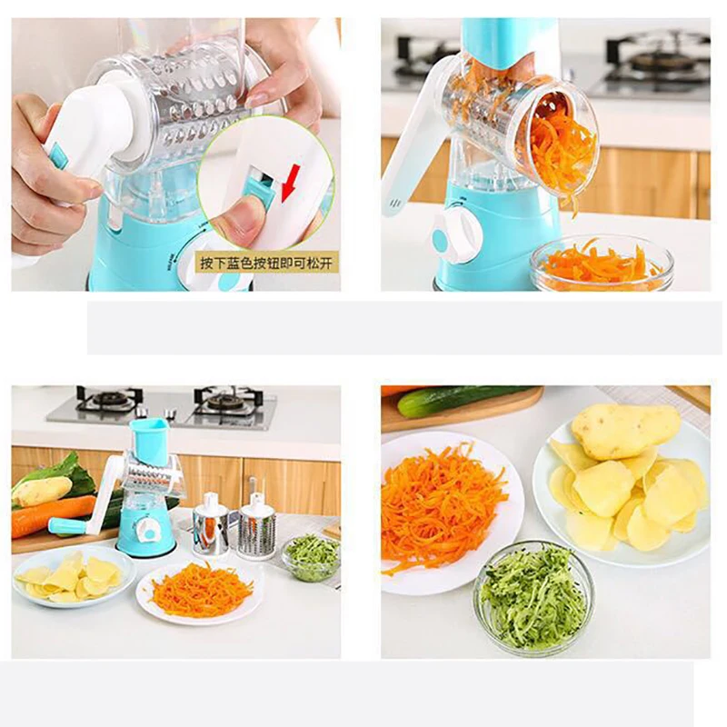 

Multifunctional Hand Rocker Rotary Vegetable Cutter Slicer Stainless Steel Vegetable Spiralizer Potato Slicer Kitchen Tools
