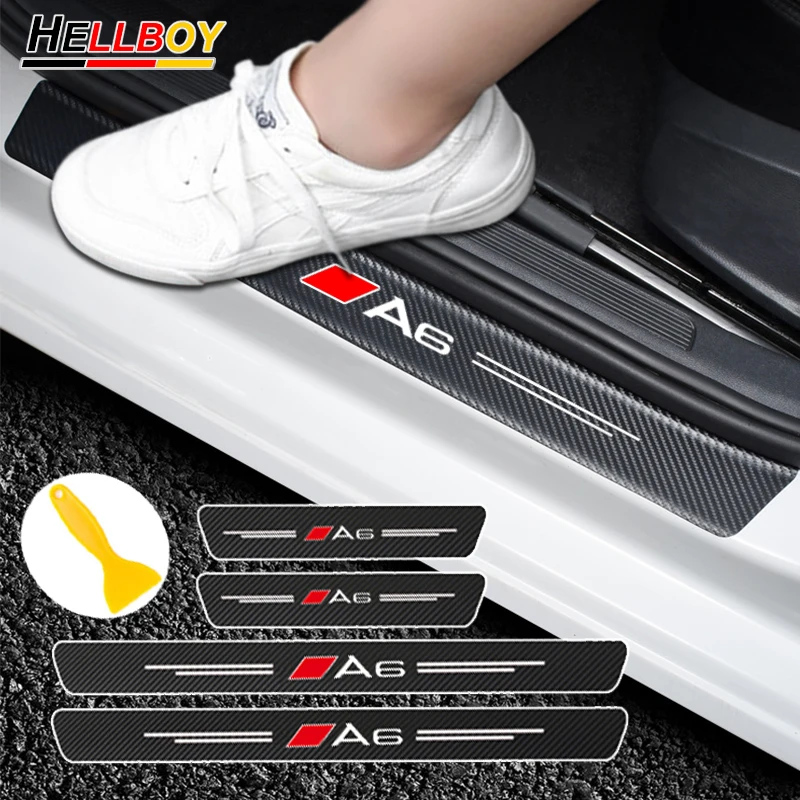

3D Carbon Fiber Car Body Door Sill Protector Decals Stickers For AUDI A6 S6 c6 c7 A5 8t A4 b8 b6 A3 8p 8v A1 A7 A8 Accessories