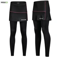 wosawe women cycling long skirt pants road bike tights bicycle pants woman breathable quick dry mini skirts with 3d seat padding