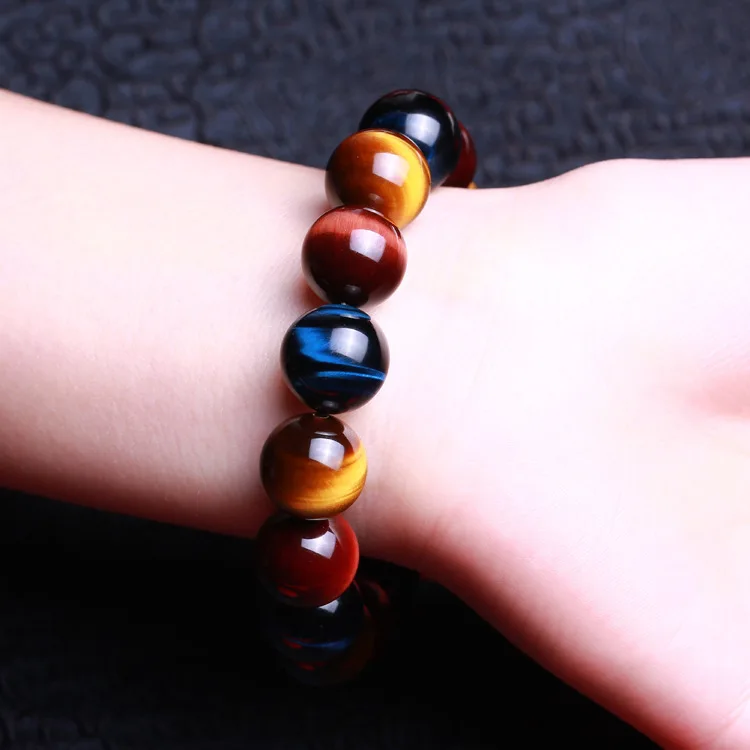 

Natural red,bluey and yellow colored tiger eye stone bracelet