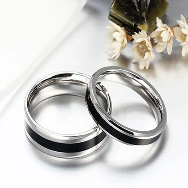 

2021 Trendy Black Oil Drip Rings Stainless Steel Rings For Women Wedding Ring Men Titanium Steel Jewelry Couples Gift