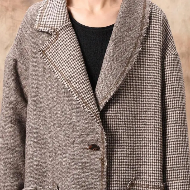 Новинка 2019 года осенне-зимнее модное длинное пальто в клетку с большими