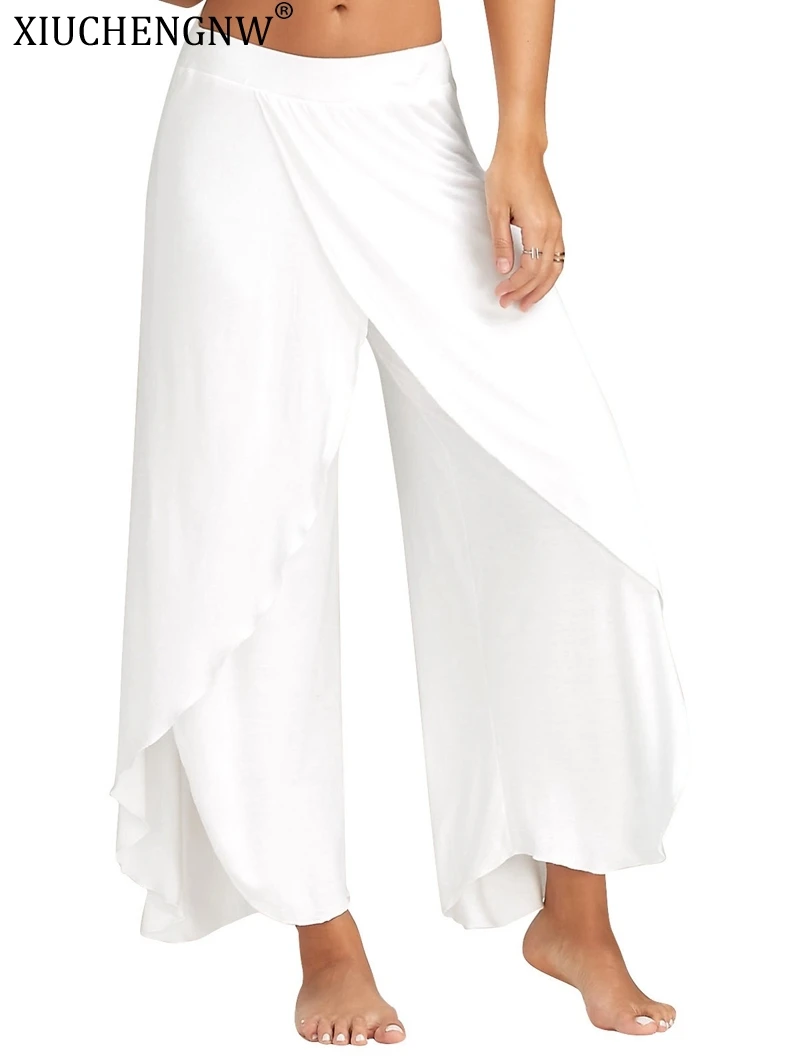 Женские пляжные брюки с разрезом Boho Gypsy Hippie женские широкие эластичные размера