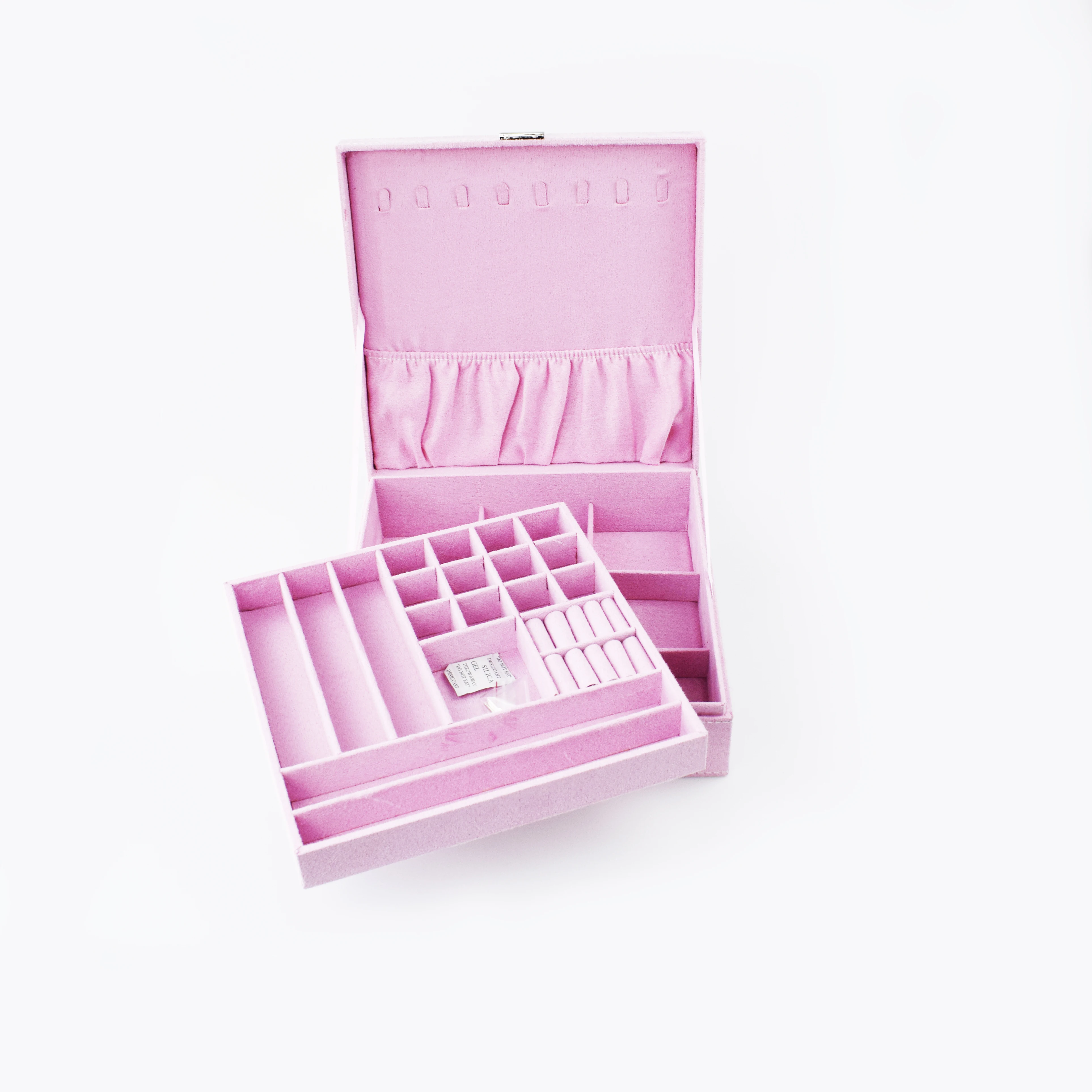 Розовый двухслойный ящик для ювелирных изделий органайзер дисплей чехол