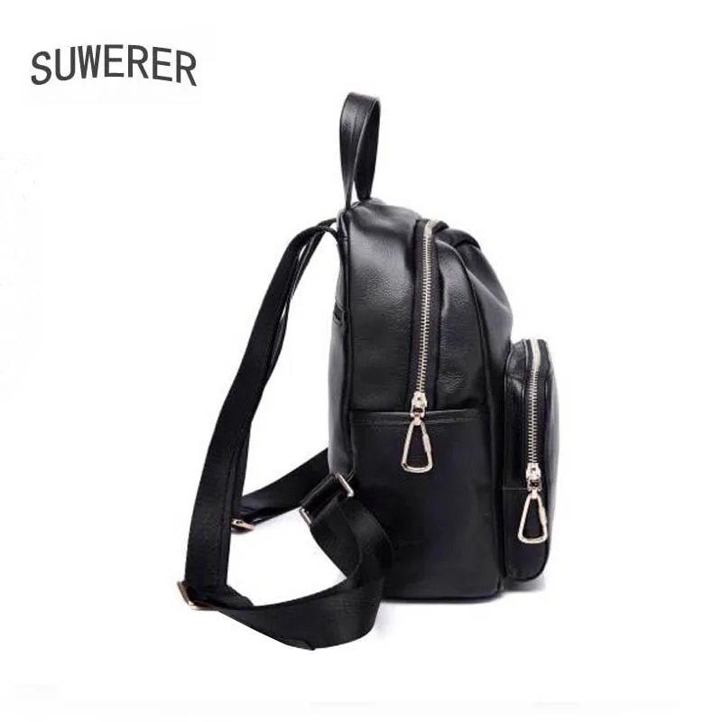

SUWERER New soft leather casual Fashion backpack women Genuine Leather backpack Women's famous brand Female backpack