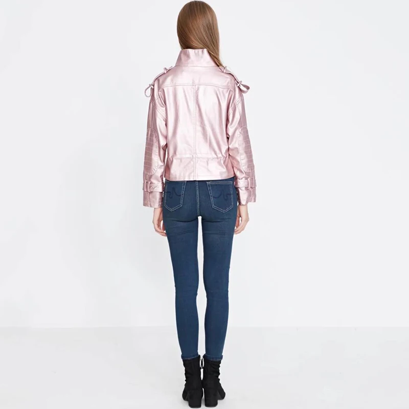 Куртка TMODA282 женская из искусственной кожи мотоциклетная верхняя одежда