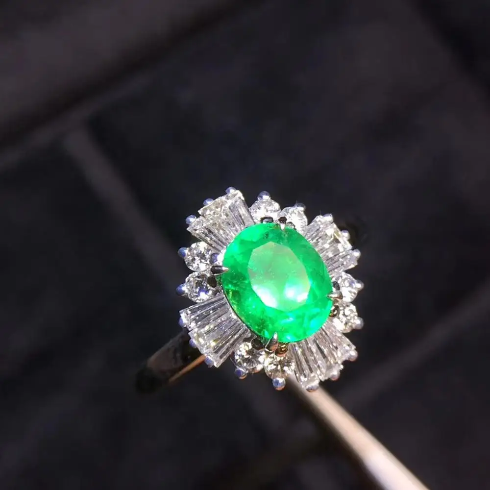 Женское кольцо с изумрудом ювелирное изделие из натурального золота 18 К 100%