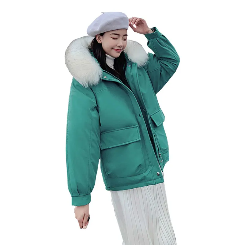 Меховое пальто с капюшоном зимнее пуховое куртка для студентов теплые женские