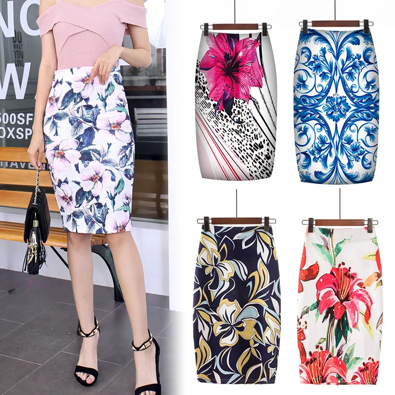 

Fashion Pencil Skirts Women Knee-Length Summer Casual Harajuku Print Woman Jupe Femme Faldas Saia Skirt Women Clothes Ropa Mujer