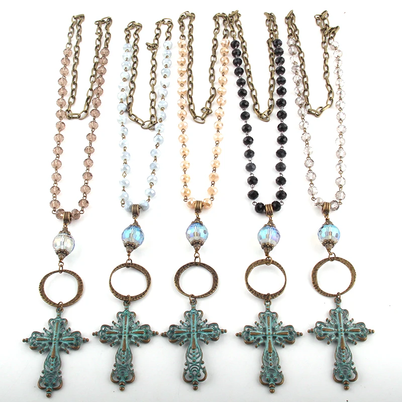 Модные украшения стеклянный Хрустальный Розарий длинная цепь металлический