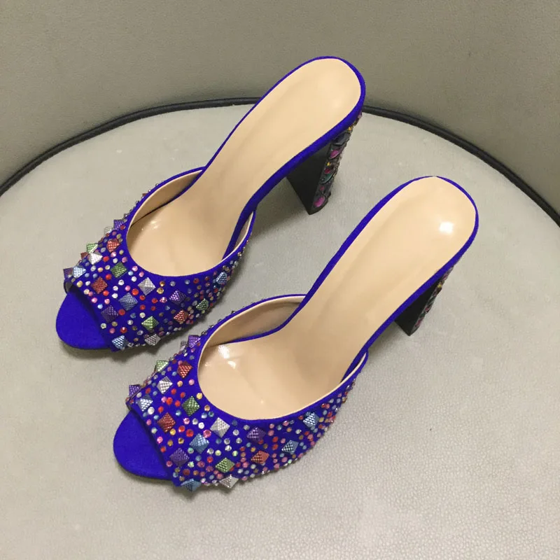 Новинка лета 2020 женская обувь разноцветные стразы на каблуках блестящие туфли