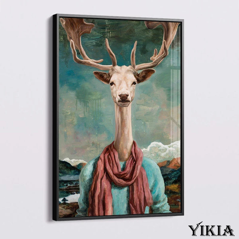 

Abstract Animal Wall Art Poster Giraffe Horse Goat Dog Rabbit Monkey Room Decrative Canvas Painting Print Retre Oil Picture