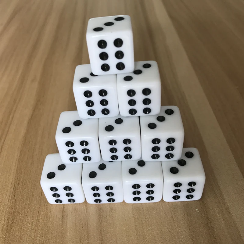 6 шт./лот 16 мм белая Питьевая игральная кость черная точка высокое качество