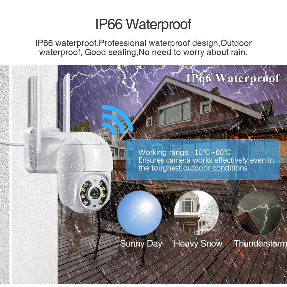 Купольная PTZ камера Techage беспроводная IP с датчиком движения 1080P Wi Fi двухстороннее