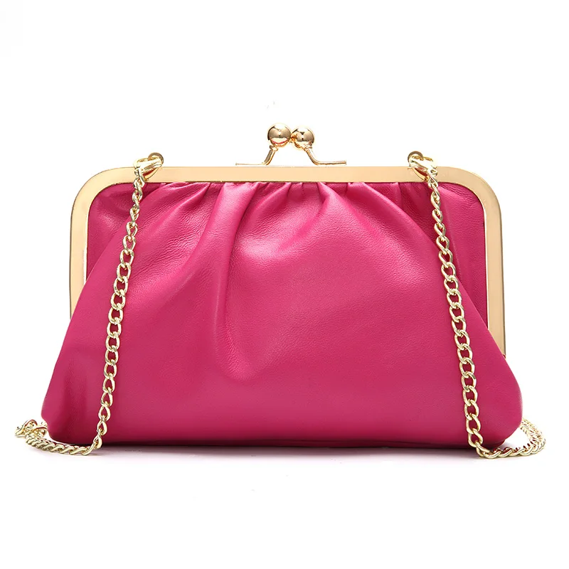 Женская сумка-клатч Kiss Lock из натуральной кожи сумка на плечо с металлической