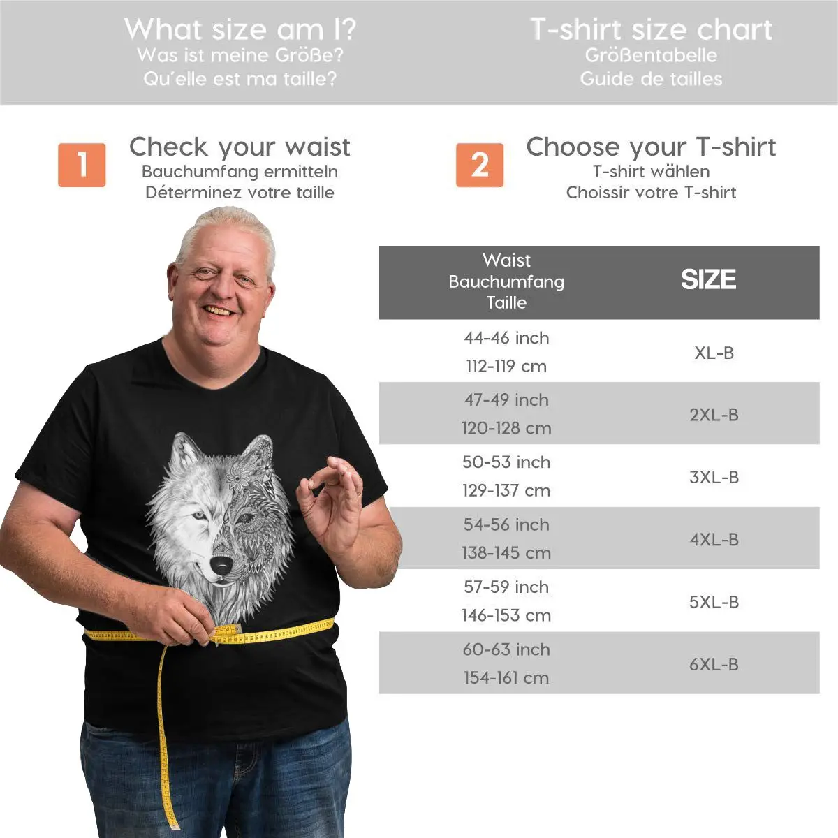 

Men's T-Shirt Gray Wolf Vintage Cotton Big Tall Tees Animal Wolves Wild T Shirts Clothing Plus Size Big Size Large 4XL 5XL 6XL