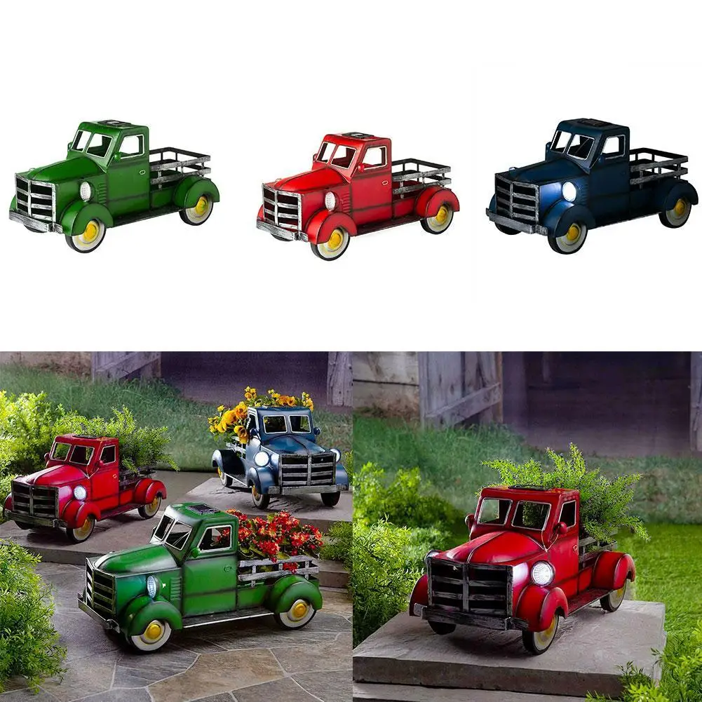 

Garden Decoration Retro Solar Lighted Pickup Truck Light Home Yard With Porches Car Terraces Pot Gift Ornament Outdoor Flow N1N6