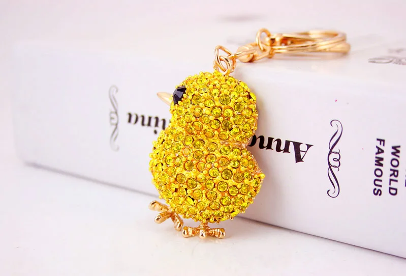 Модная бижутерия желтый брелок для ключей в виде цыпленка с животными милый