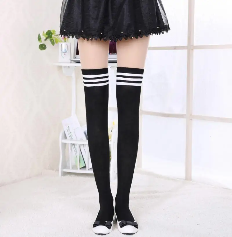 Пикантные носки Длинные в полоску женские длинные чулки теплые высокие до бедра