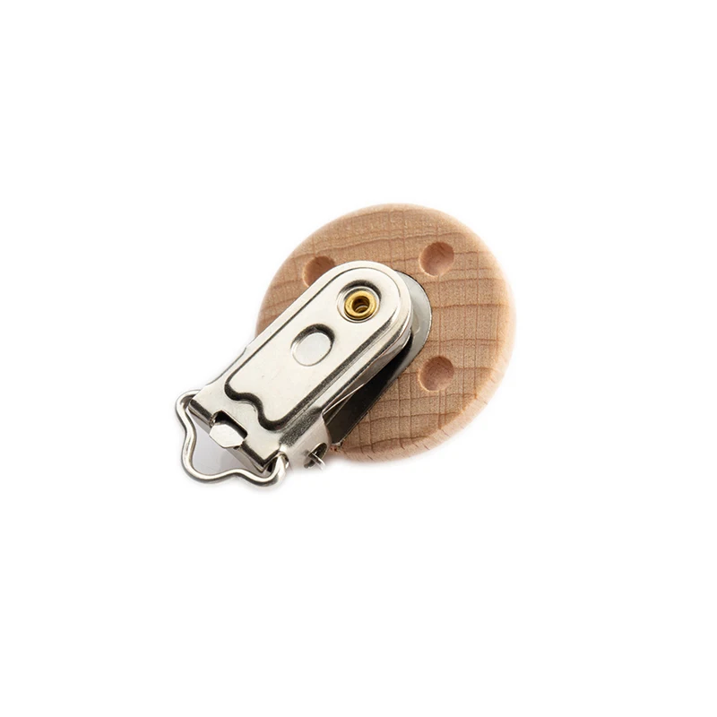 10Pc Round Wood Baby Pacifier Clip Holder Infant Nipple Dummy Beads Metal Soother Teether Feeding Care | Мать и ребенок