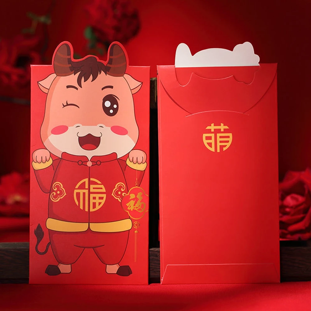 

New Bull Cattle National Tide Wallet Chinese New Year Lucky Money Cartoon Cash Pocket Money Bag Ox Year Supplies Envelopes