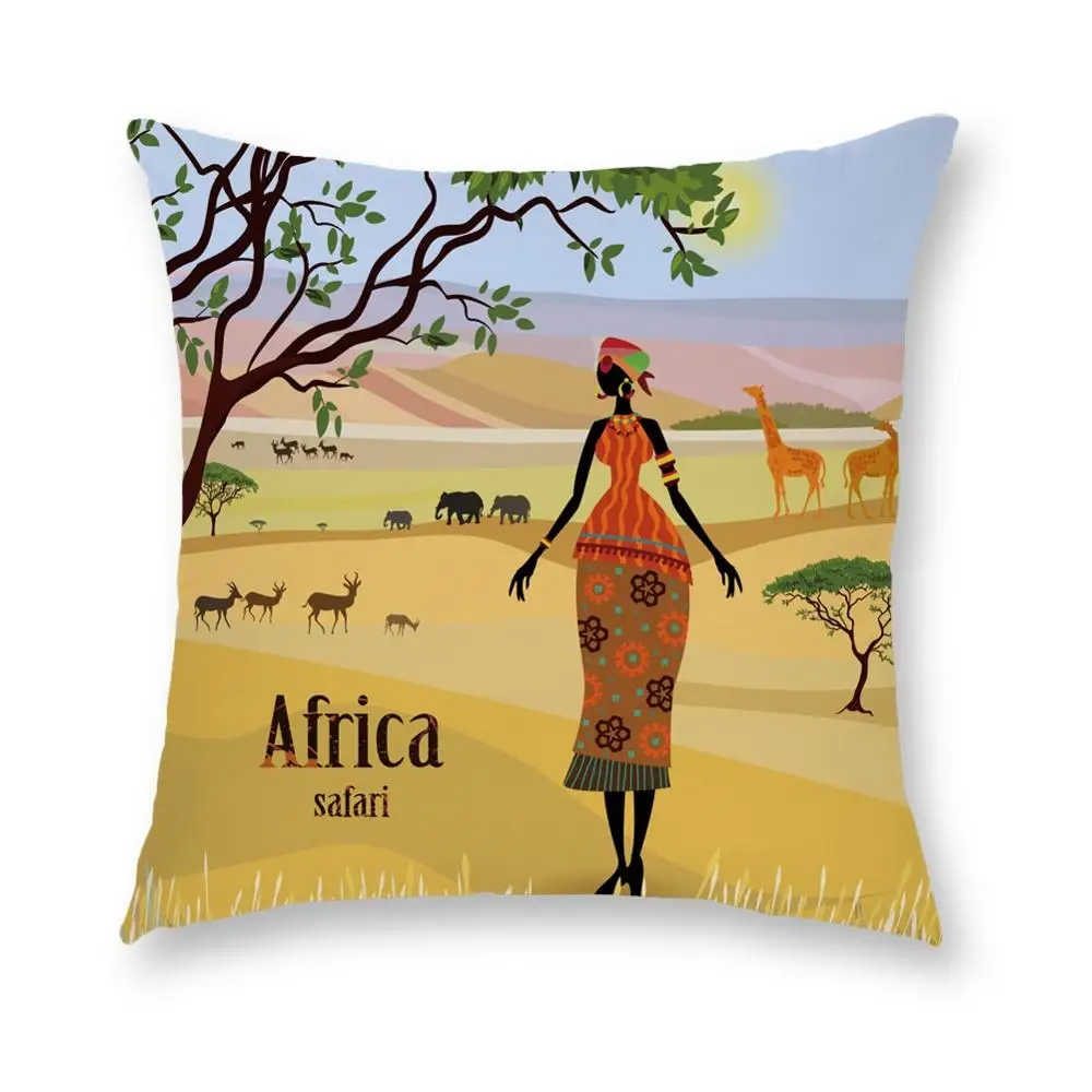 

Retro India Women Art Living Room Sofa Decorative Cushion Cover Elegant Home Plush Square Throw Pillow Case 45x45 Cm