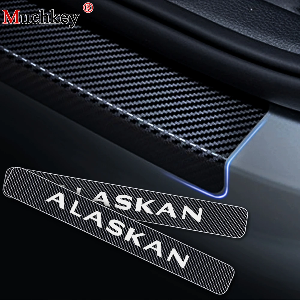

For RENAULT ALASKAN Carbon Fiber Vinyl Sticker Car Door Sill Protector Scuff Plate Door Threshold Plate Stickers Car Accessories