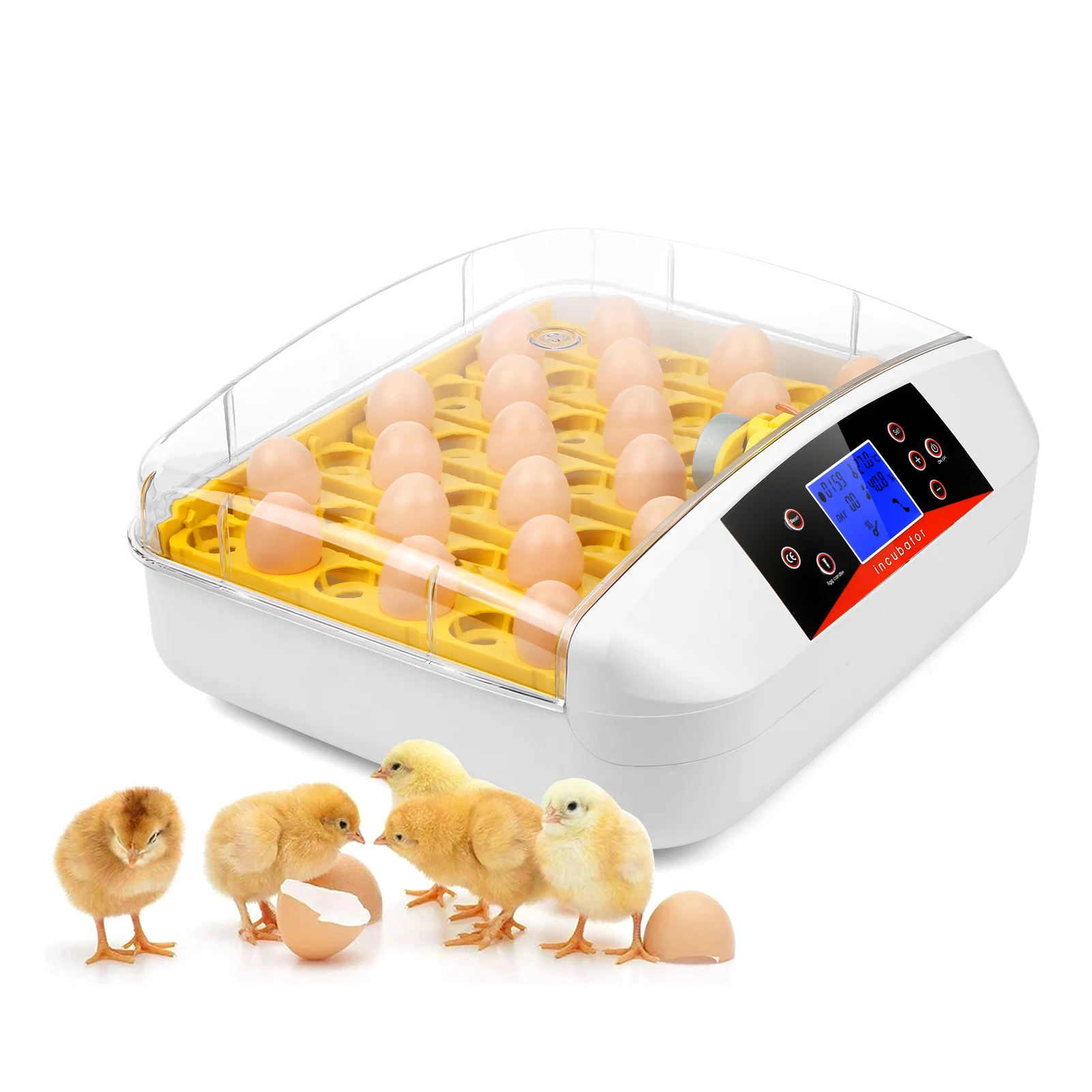 

Digital Egg Incubator 41 Eggs Poultry Hatcher Machine with Egg Turner Candler LCD Display Temperature Humidity Preset &Alarm Fan