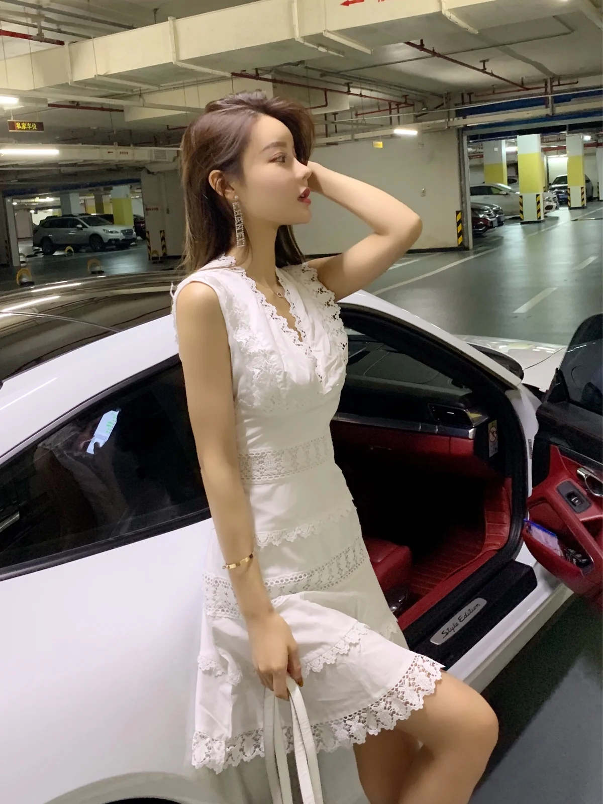 

YAMDI backless sundress women beach party boho ruffle summer sexy runway 2020 hollow out solid white vintage sleeveless dress