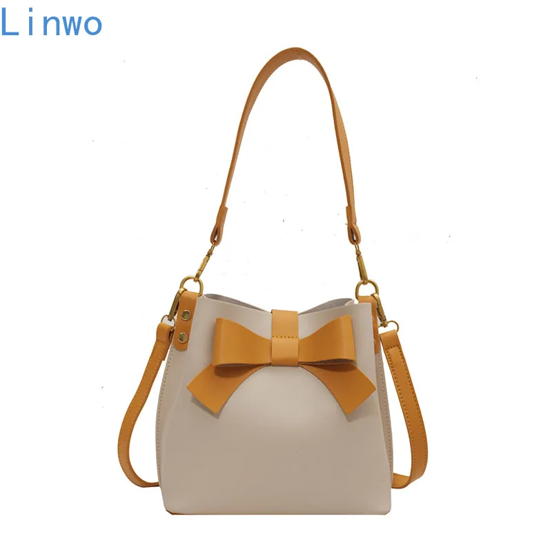 

Linwo 2021 New Popular Fashion Women Handbag Pu Leather Shoulder Bags Famous Brand Designer Women Bags Ladies Bucket Bag