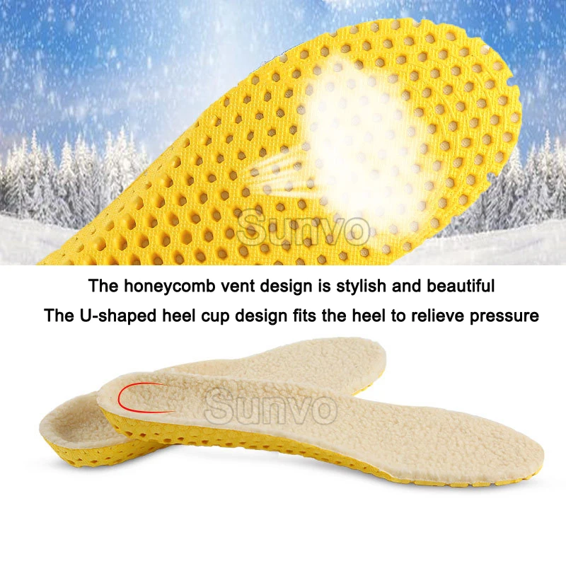 Теплые кашемировые стельки Sunvo с подогревом для мужчин и женщин утепленные
