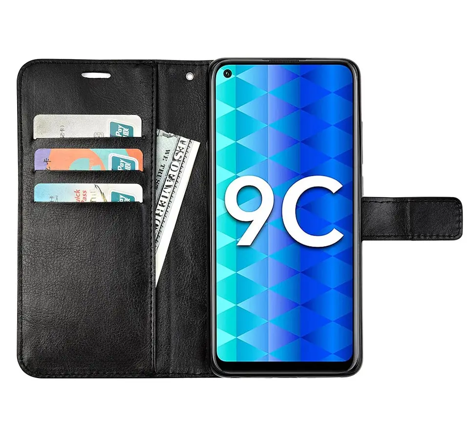 Кожаный чехол книжка для Xiaomi Redmi 9C NFC силиконовый бумажник 9 индийская версия